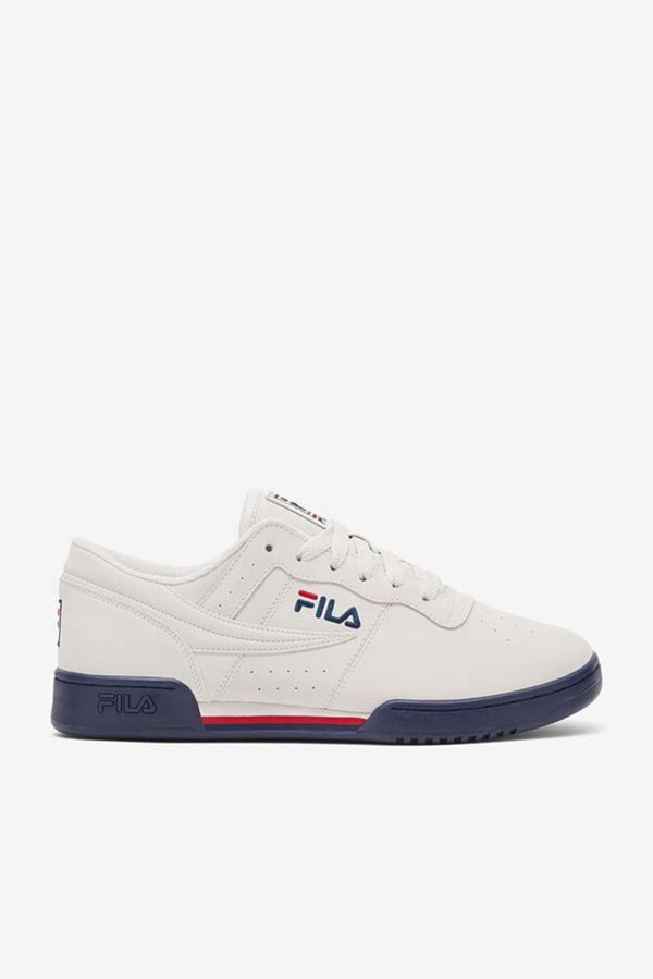 Tennis Shoe Fila Homem Branco/Azul Marinho/Vermelhas - Fila Original Fitness Red Leather Portugal Li